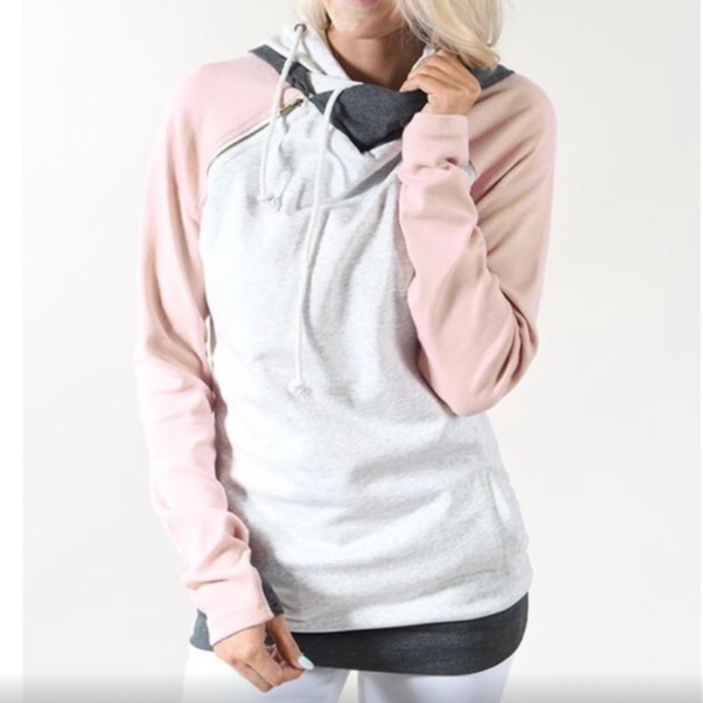 Ampersands Two-Tone Pink & Light Gray Pullover Hoodie